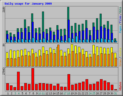 Daily usage for January 2009