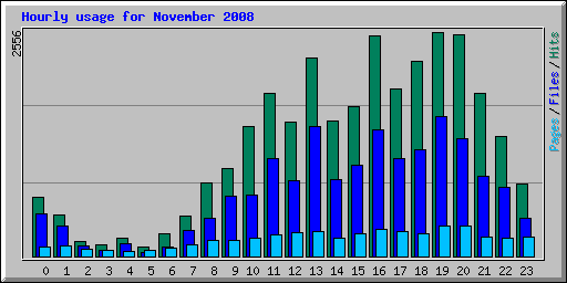 Hourly usage for November 2008