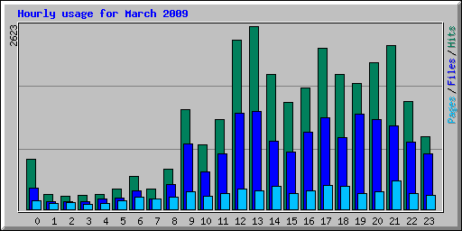 Hourly usage for March 2009